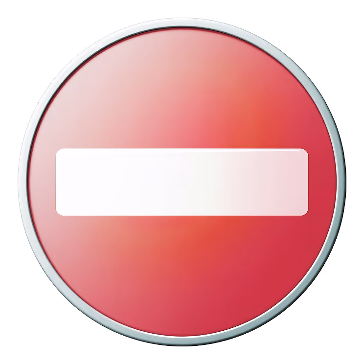 Red circular no entry traffic sign with a white horizontal bar in the center.